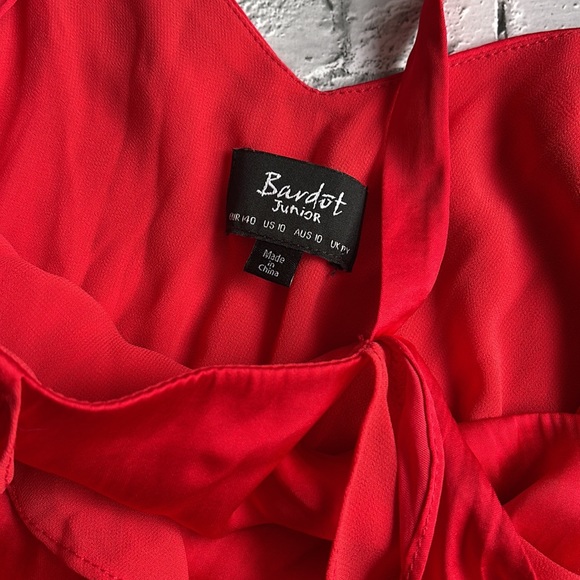 BARDOT JUNIOR | Red flounce high low off the shoulder dress - Picture 9 of 10